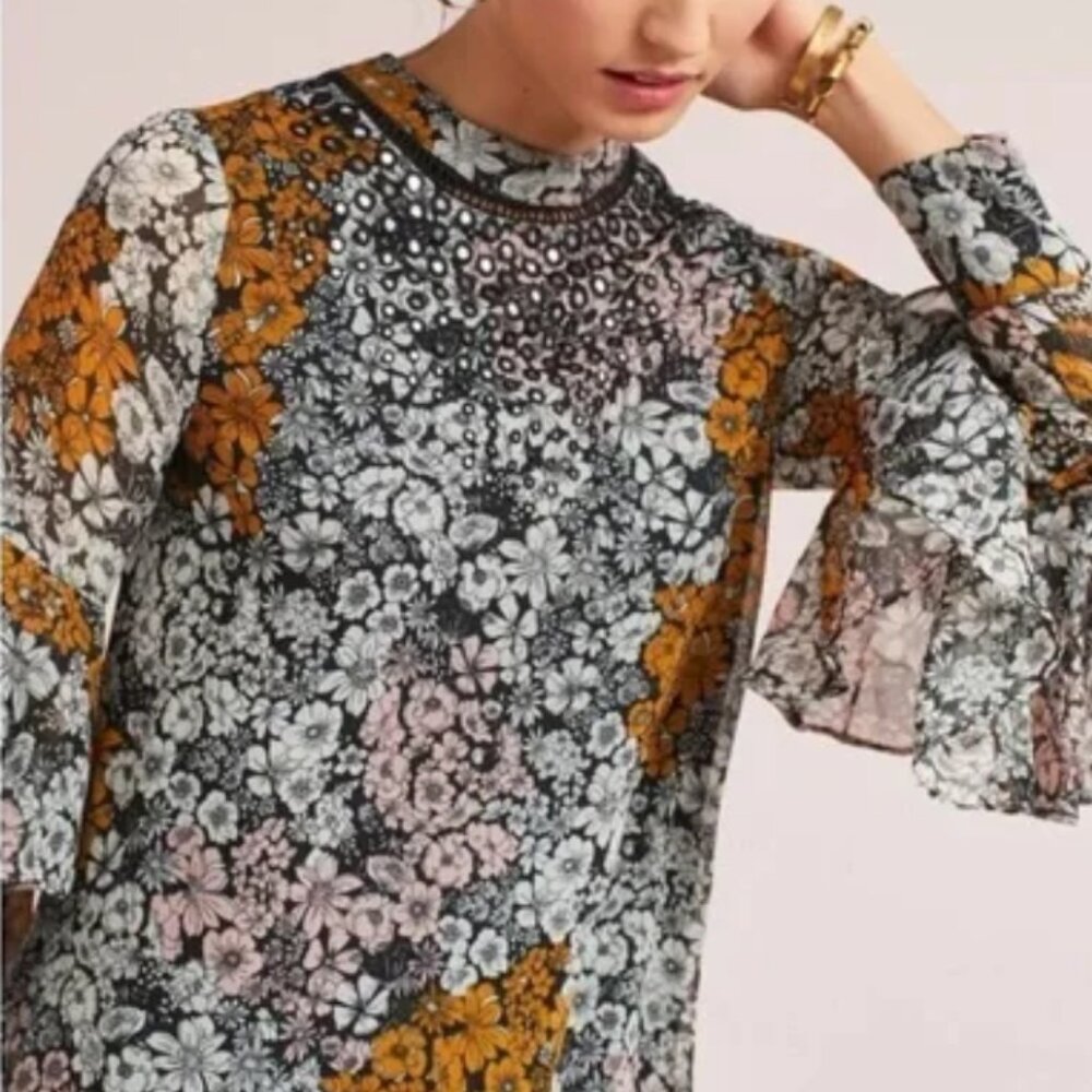 Anthropologie Long-Sleeved Midi Length Dress size L